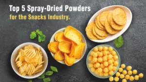 Spray-dried powders used in the snacks industry for enhancing flavor and nutrition